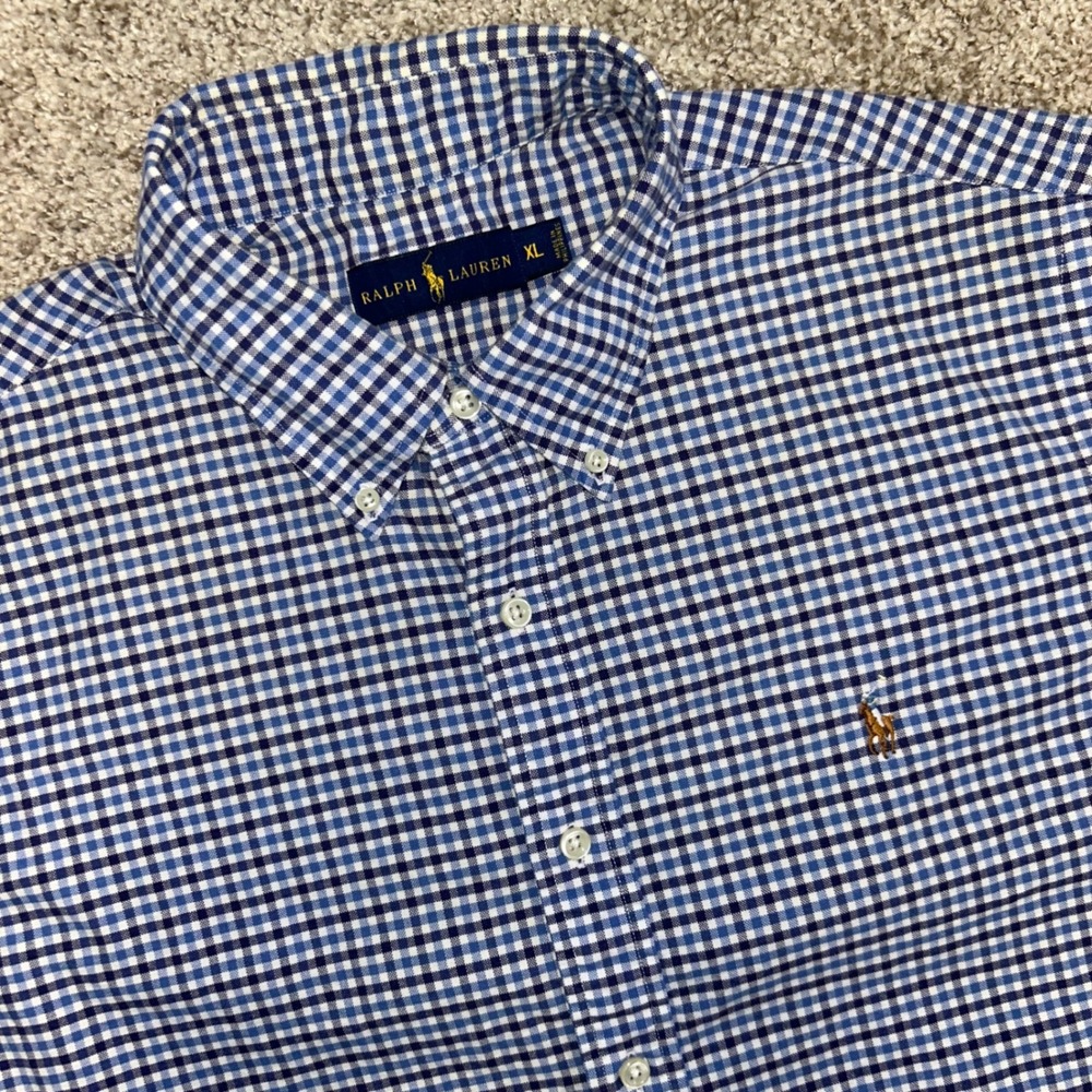 Ralph Lauren Button Down Plaid Shirt Men Size XL Oxford Color Pony Preppy